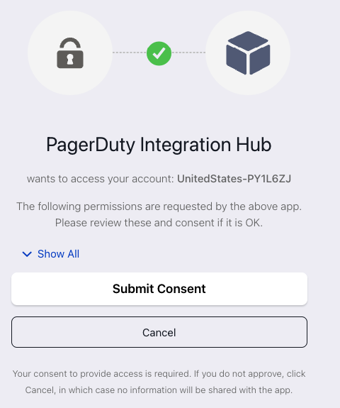 PagerDuty OAuth authorization screen