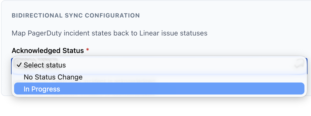 Acknowledged status selection