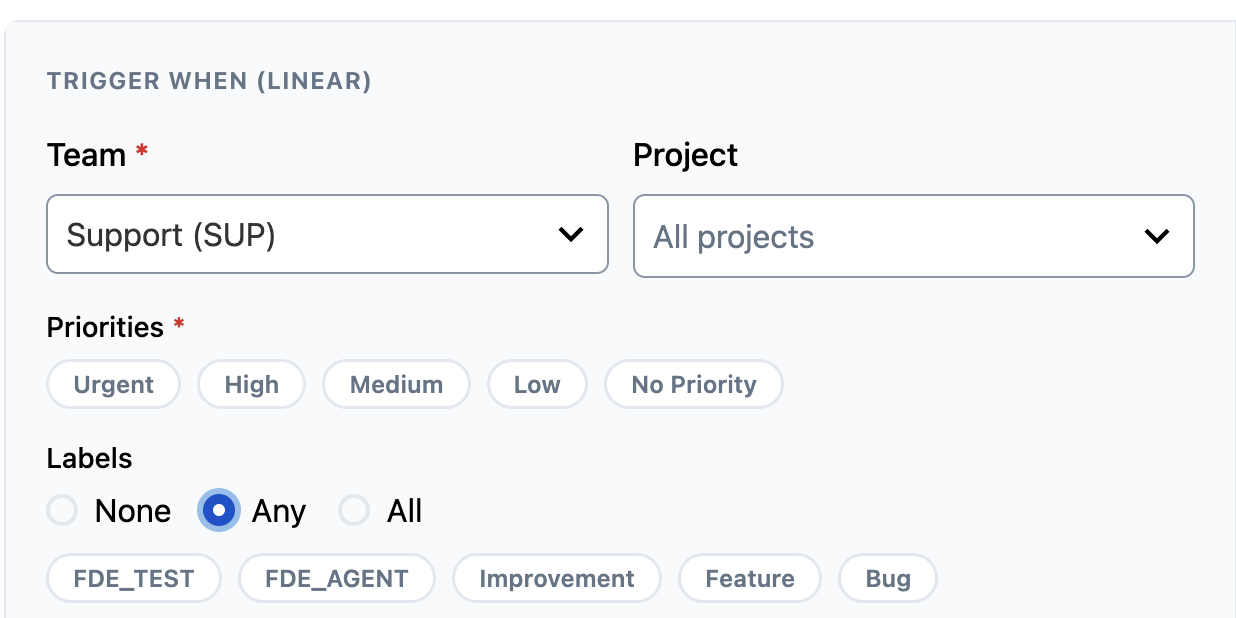 Label selection in rule