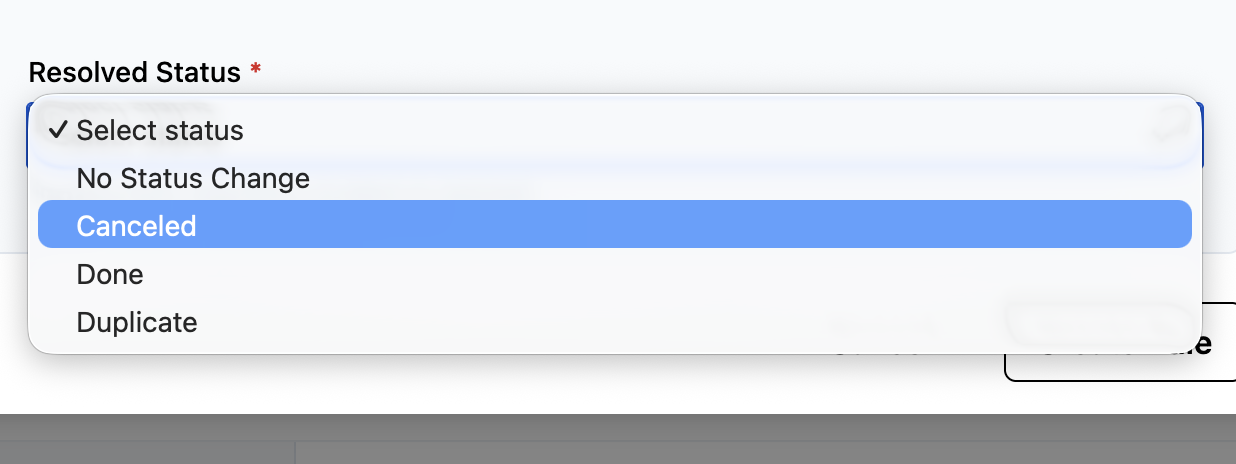 Resolved status selection